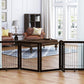 SPIRICH 96-inch Extra Wide 30-inches Tall Dog Gate with Door Walk Through, Freestanding Wire Pet Gate for The House, Doorway, Stairs, Pet Puppy Safety Fence, Support Feet Included(Espresso)