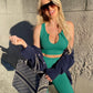 QINSEN Workout Outfits for Women 2 Piece Ribbed Seamless Crop Tank High Waist Yoga Leggings Sets
