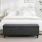 Mangodan51” Linen End of Bed Storage Bench, Tufetd Upholstered Storage Ottoman Bench with Safety Hinge, 330 lb Large Ottoman with Storages for Living Room, Entryway & Bedroom, Window Benches, Grey