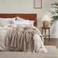 Bedsure 100% Cotton Blanket Queen Size for Bed - Breathable and Soft, Waffle Weave Blanket for Summer, Thick Cozy Fall Blankets for Women Gift, Taupe, 90x90 Inches