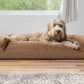 Furhaven Pillow Dog Bed for Large/Medium Dogs w/ Removable Bolsters & Washable Cover - Quilted Sofa - Toasted Brown, Large