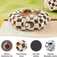 Lesure Cat Tunnel Bed for Indoor Cats - Cute Cat Donut Tunnel Toys for Small Large Cats with Washable Circle Cushion, Round Pet Peekaboo Cave Toy for Kitten/Puppy/Rabbit, Standard Brown