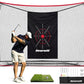 Golf Net, 10x7ft Heavy Duty Golf Practice Nets with Mat, Target Cloth, 8 Tees, 6 Balls, Carry Bag for Backyard Driving Chipping Indoor Outdoor Training