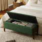 Modern Storage Benches with Walnut Wood Legs, 47'' Ottoman Bench with 20 Gallons Storage Space for Bedroom End of Bed, Fabric Upholstered Entryway Bench with Seating for Livingroom, Green