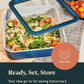 Caraway 2pc Glass Food Storage Set - 10 Cup Food Containers (2) - Ceramic Coated - Non Toxic, Non Stick Lunch Box with Lids. Dishwasher, Oven, & Microwave Safe - Sage