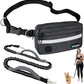 PetAmi Hands Free Dog Leash, Dog Running Leash Belt for Walking Jogging, Dog Waist Zipper Pouch Fanny Pack with Poop Bag Dispenser, Dual Padded Handle Bungee Leash for Small Medium Large Dogs, Single