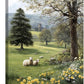 Country Sheep Canvas Wall Decor Farmhouse Rustic Lamb Wildflower Wall Art Nature Countryside Landscape Pictures Painting Print Framed Artwork Decorations for Bathroom Living Room Bedroom 16"x24"