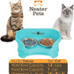 Neater Feeder Deluxe Mess Proof Cat Bowls Elevated for All Breeds – Made in USA – No Spill Raised Bowls for Indoor Cats – Stainless Steel Food and Water Bowl Set, Pet Dish Feeding Station, Aquamarine