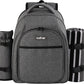 apollo walker Picnic Backpack Bag for 2 Person with Cooler Compartment, Detachable Bottle/Wine Holder, Fleece Blanket, Plates and Cutlery Set (2Person,Grey)