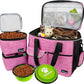 PetAmi Dog Travel Bag - Travel Pet Organizer with Food Container and Bowls, Perfect for Weekend Camping, Cat Diaper Bag (Pink, Large)