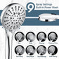 BRIGHT SHOWERS High Pressure Shower Head with Handheld, 9 Spray Settings Showerhead Built in Power Wash to Clean Tub and Pets, Extra Long 69" Hose, Adjustable Bracket, Chrome