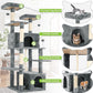 69in Large Cat Tree Tower for Indoor Cats with Soft Plush Hang Ball, Two Condos, Sisal Scratch Posts & Rope Play for Kittens/Adult Cats, Grey