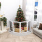 Freestanding Pet Gate for Dogs, Indoor Wooden Foldable Dog Gate for House, Extra Wide, Pet Fence for Stairs, Doorways, Halls, Support Feet Included, 120 Inch Wide, 6 Panels 32",White