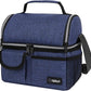OPUX Lunch Box for Men, Adult Lunch Box Cooler, Insulated Lunch Bag Women, Dual Compartment Lunchbox for Work, Leakproof Double Decker Lunch Bag, Soft Lunch Pail Tote Boys Girls Kids School, Navy Blue