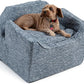 Snoozer Dog Car Seat, Lookout I Dog Booster Car Seat for Small Dogs Under 25lbs, Size: Medium, Fabric: Palmer Indigo, Pet Car Seat to Alleviate Car Sickness for Dogs, Removable Machine Washable Cover