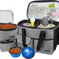 PetAmi Dog Travel Bag - Organizer with Food Container, Bowls & Accessories for Weekend Camping, Cat Diaper Bag (Grey, Medium)