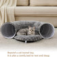 Bubble Cat Tunnel for Indoor Cats, Round Peekaboo Cave Toy with Dangling Balls, Donut Tunnel Bed with Circle Mat for Puppy Kitten Rabbit, Grey
