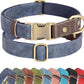Didog Soft PU Leather Dog Collars for Medium Dogs,Classic Adjustable Dog Collars with Quick Release Metal Buckle,Easy Clean and Comfortable with Nylon Lining,Blue,M Neck 13-19"
