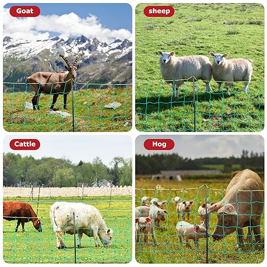 Electric Fence Netting, 49.6" H x 164'L, Electric Poultry Fence, Net Fencing Kit, Movable Livestock Nets for Yard,Backyards,Farms,Ranches, Energizer Not Included