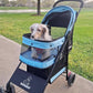 ROODO 4 Wheel Dog Cat Pet Stroller Best Lightweight Foldable Compact Portable Jogger All Terrain Travel Pet Gear Puppy Doggie Bunny Kitty Stroller for up to 30lbs Medium Small Dogs Cats(Sky Blue)