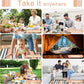 Waterproof Picnic Blanket 80" x 80" in Portable with Carry Strap for Beach Mat or Family Outdoor Camping Party, Park Blanket for Grass Park Hiking Travel Concerts (Dark Green&White&Orange, 80" x 80")