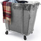 PLKOW Laundry Cart with Wheels 320L Large Rolling Laundry Cart for Commercial/Home, Rolling Laundry Basket with Steel Frame and Waterproof Lining, 9 Bushel, 32.3L x 19.7W x 30.7H Inch, Grey