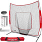 PowerNet Baseball Softball Practice Net 7x7 with Baseball Accessories for Practice Pitching, Batting & Fielding, Ball Caddy, Weighted Baseballs, Tee