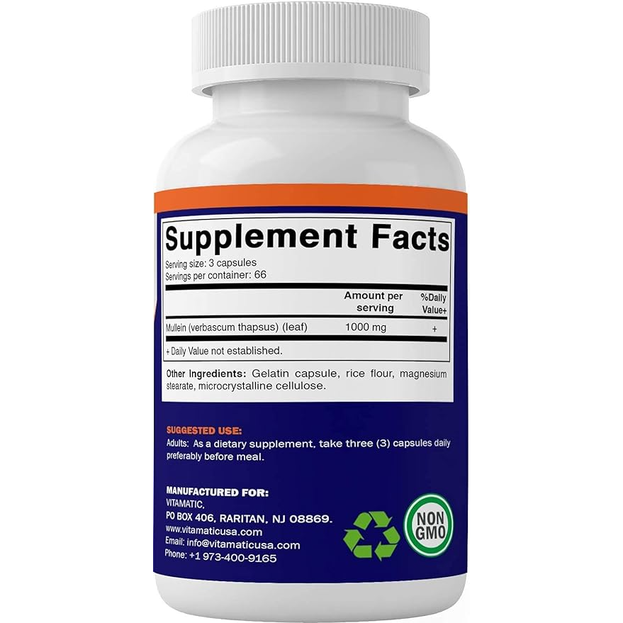 Vitamatic Mullein Leaf Extract 1000mg | 200 Capsules