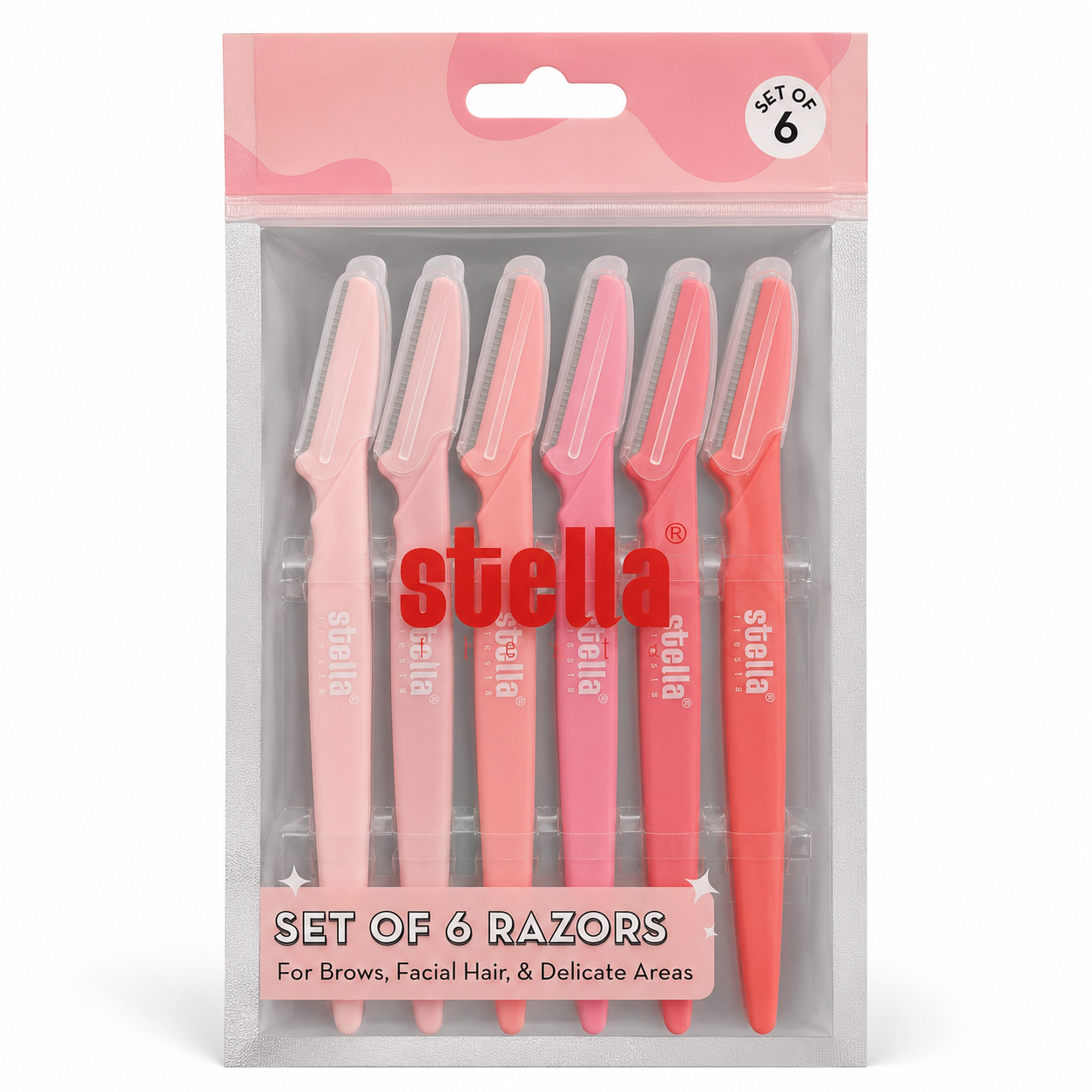 Pink Razors (6 pcs) - For Brows, Facial Hair & Deliciated Areas