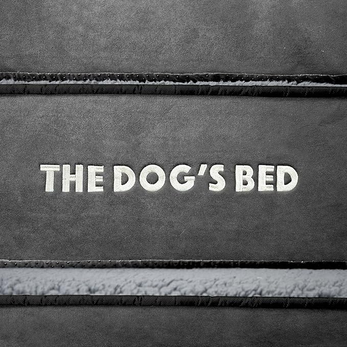 The Dog’s Bed, XL Grey Plush 43.5x34,Solid Memory Foam, Pain Relief: Arthritis, Hip & Elbow Dysplasia, Post Surgery, Lameness, Supportive, Calming, Waterproof Washable Cover, Veterinary Approved