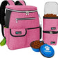 PetAmi Dog Travel Bag Backpack, Airline Approved Dog Bags for Traveling, Puppy Diaper Bag Supplies, Pet Camping Essentials Hiking Accessories Dog Mom Gift, Food Container, Collapsible Bowls, Pink