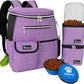 PetAmi Dog Travel Bag Backpack, Airline Approved Dog Bags for Traveling, Puppy Diaper Bag Supplies, Pet Camping Essentials Hiking Accessories Dog Mom Gift, Food Container, Collapsible Bowls, Purple
