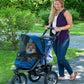 Pet Gear No-Zip Jogger Pet Stroller for Cats/Dogs, Zipperless Entry, Airless Tires, Easy One-Hand Fold, Cup Holder + Storage Basket, Navy