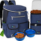 PetAmi Dog Travel Bag Backpack, Airline Approved Dog Bags for Traveling, Puppy Diaper Bag Supplies, Pet Camping Essentials Hiking Accessories Dog Mom Gift, Food Container, Collapsible Bowls, Navy Blue