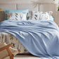 Bedsure 100% Cotton Blanket Queen Size for Bed - Breathable and Soft, Waffle Weave Blanket for Summer, Thick Cozy Fall Blankets for Women Gift, Sky Blue, 90x90 Inches