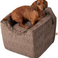 Snoozer Lookout Dog Booster Seat: Small (5-15 lbs), Camel Merlin Fabric, Alleviates Car Sickness, Machine Washable Cover