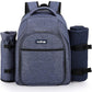 Apollo Walker Picnic Backpack Bag for 2 Person with Cooler Compartment, Detachable Bottle/Wine Holder, Fleece Blanket, Plates and Cutlery Set (2 Person, Navy)