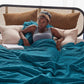 Bedsure 100% Cotton Blanket Queen Size for Bed - Breathable and Soft, Waffle Weave Blanket for Summer, Thick Cozy Fall Blankets for Women Gift, Teal, 90x90 Inches
