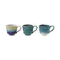 Reactive Glaze Wavy Blue & Teal Coffee Mugs