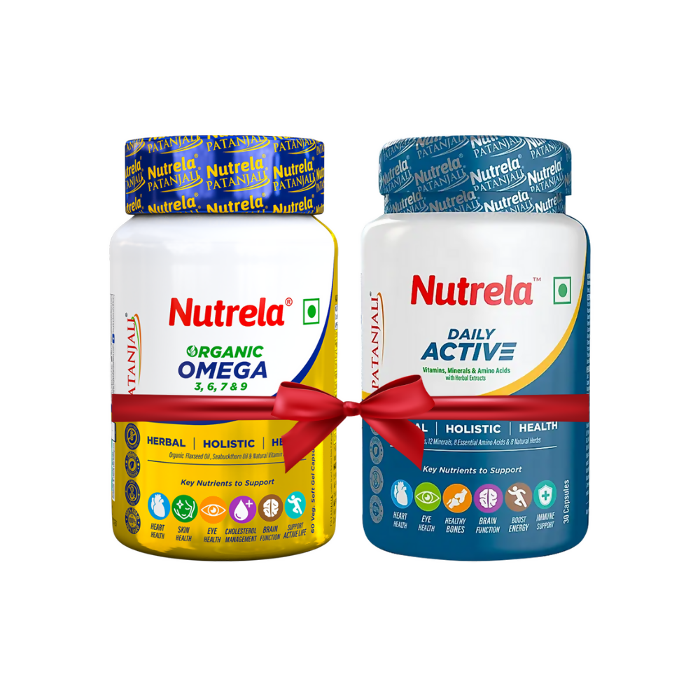 Patanjali Nutrela Daily Active + Omega 3 Softgel Capsules Combo