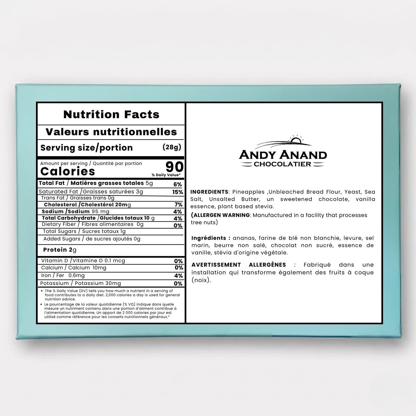 Andy Anand Sugar-Free Pineapple Chocolate Croissant Cake, 2.5 lb – Keto & Diabetic-Friendly, Flaky Laminated Pastry, Birthday Gift Box