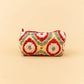 Quilted Velvet Soft Zipper Pouch with Vibrant Pattern
