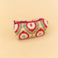 Quilted Velvet Soft Zipper Pouch with Vibrant Pattern
