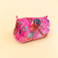 Quilted Velvet Soft Zipper Pouch with Vibrant Pattern
