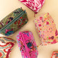Quilted Velvet Soft Zipper Pouch with Vibrant Pattern