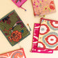 Quilted Velvet Flat Zipper Pouch with Vibrant Pattern