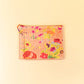 Quilted Velvet Flat Zipper Pouch with Vibrant Pattern