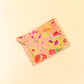 Quilted Velvet Flat Zipper Pouch with Vibrant Pattern