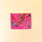 Quilted Velvet Flat Zipper Pouch with Vibrant Pattern