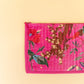 Quilted Velvet Flat Zipper Pouch with Vibrant Pattern